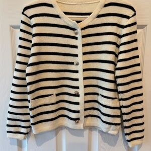 Elegant Striped Black and White Cardigan